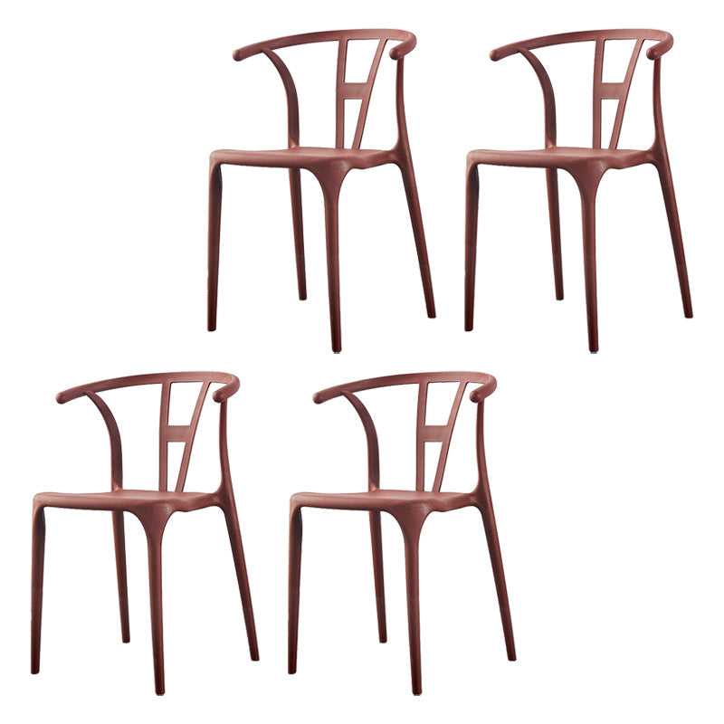 Modern Style Plastic Dining Chairs Stackable Dining Chairs for Kitchen Brown 4 Piece Set Clearhalo ' kitchen&dining_furn' 'Dining Chairs' 'Dining Tables & Seating' 'dining_chair' 'furn' 'furn_dining_chair' 'Furniture' 'furniture_dining_chair' 'Kitchen & Dining Furniture' 'kitchen' 3967571