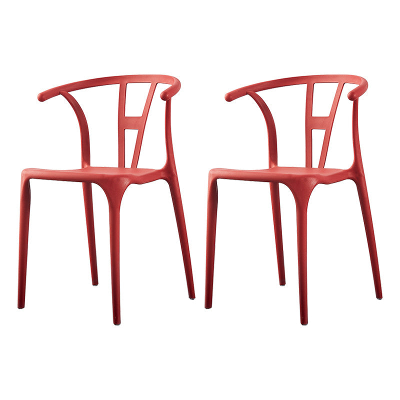 Modern Style Plastic Dining Chairs Stackable Dining Chairs for Kitchen Red 2 Piece Set Clearhalo ' kitchen&dining_furn' 'Dining Chairs' 'Dining Tables & Seating' 'dining_chair' 'furn' 'furn_dining_chair' 'Furniture' 'furniture_dining_chair' 'Kitchen & Dining Furniture' 'kitchen' 3967573