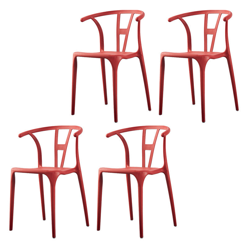 Modern Style Plastic Dining Chairs Stackable Dining Chairs for Kitchen Red 4 Piece Set Clearhalo ' kitchen&dining_furn' 'Dining Chairs' 'Dining Tables & Seating' 'dining_chair' 'furn' 'furn_dining_chair' 'Furniture' 'furniture_dining_chair' 'Kitchen & Dining Furniture' 'kitchen' 3967574