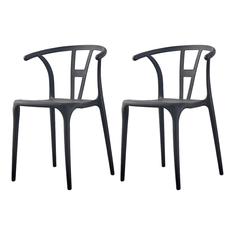 Modern Style Plastic Dining Chairs Stackable Dining Chairs for Kitchen Black 2 Piece Set Clearhalo ' kitchen&dining_furn' 'Dining Chairs' 'Dining Tables & Seating' 'dining_chair' 'furn' 'furn_dining_chair' 'Furniture' 'furniture_dining_chair' 'Kitchen & Dining Furniture' 'kitchen' 3967576