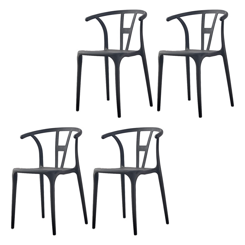 Modern Style Plastic Dining Chairs Stackable Dining Chairs for Kitchen Black 4 Piece Set Clearhalo ' kitchen&dining_furn' 'Dining Chairs' 'Dining Tables & Seating' 'dining_chair' 'furn' 'furn_dining_chair' 'Furniture' 'furniture_dining_chair' 'Kitchen & Dining Furniture' 'kitchen' 3967577