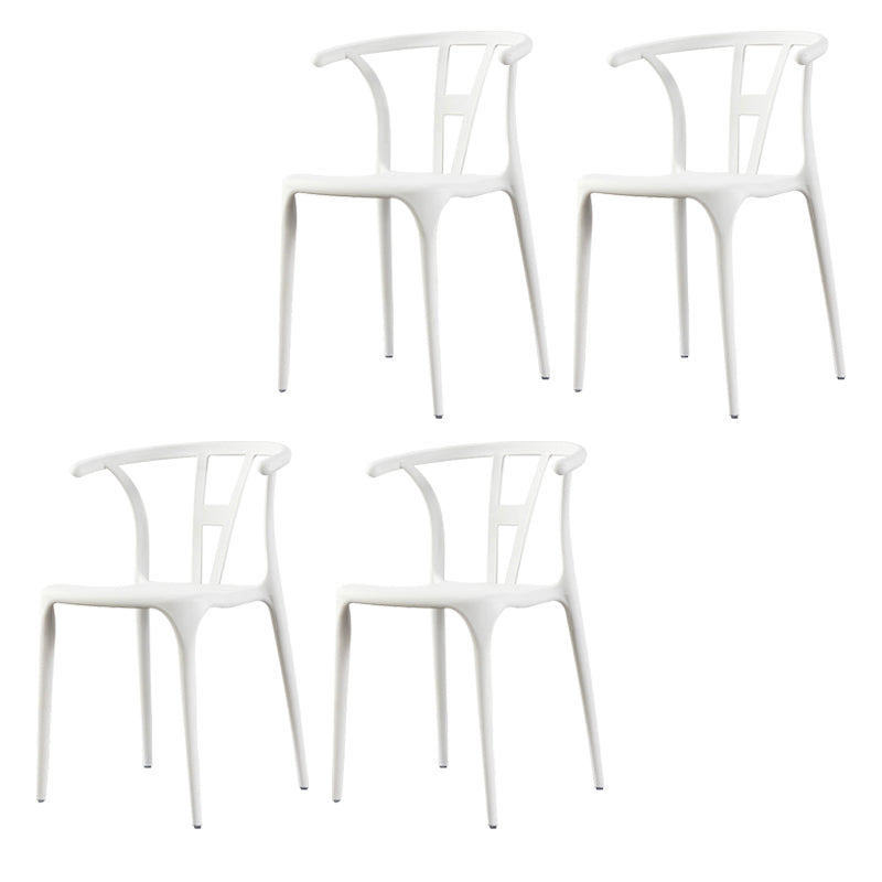 Modern Style Plastic Dining Chairs Stackable Dining Chairs for Kitchen White 4 Piece Set Clearhalo ' kitchen&dining_furn' 'Dining Chairs' 'Dining Tables & Seating' 'dining_chair' 'furn' 'furn_dining_chair' 'Furniture' 'furniture_dining_chair' 'Kitchen & Dining Furniture' 'kitchen' 3967580