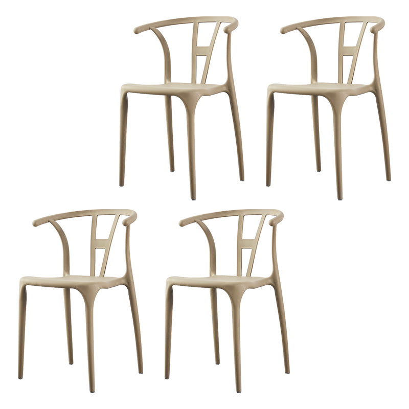 Modern Style Plastic Dining Chairs Stackable Dining Chairs for Kitchen Camel 4 Piece Set Clearhalo ' kitchen&dining_furn' 'Dining Chairs' 'Dining Tables & Seating' 'dining_chair' 'furn' 'furn_dining_chair' 'Furniture' 'furniture_dining_chair' 'Kitchen & Dining Furniture' 'kitchen' 3967589