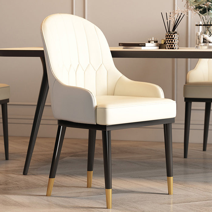 Scandinavian Style Metal Dining Chair Cushioned Dining Room Arm Single Chair Cream Gray Clearhalo ' kitchen&dining_furn' 'Dining Chairs' 'Dining Tables & Seating' 'dining_chair' 'furn' 'furn_dining_chair' 'Furniture' 'furniture_dining_chair' 'Kitchen & Dining Furniture' 'kitchen' 3967595
