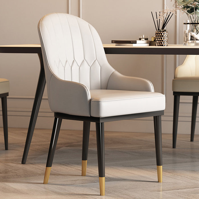 Scandinavian Style Metal Dining Chair Cushioned Dining Room Arm Single Chair Grey Clearhalo ' kitchen&dining_furn' 'Dining Chairs' 'Dining Tables & Seating' 'dining_chair' 'furn' 'furn_dining_chair' 'Furniture' 'furniture_dining_chair' 'Kitchen & Dining Furniture' 'kitchen' 3967596