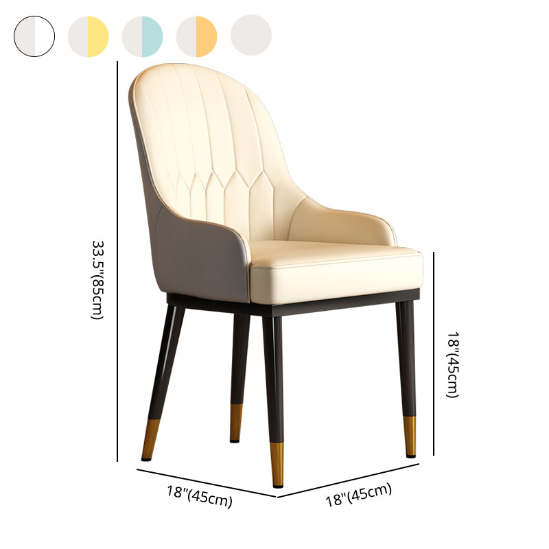 Scandinavian Style Metal Dining Chair Cushioned Dining Room Arm Single Chair Clearhalo ' kitchen&dining_furn' 'Dining Chairs' 'Dining Tables & Seating' 'dining_chair' 'furn' 'furn_dining_chair' 'Furniture' 'furniture_dining_chair' 'Kitchen & Dining Furniture' 'kitchen' 3967608