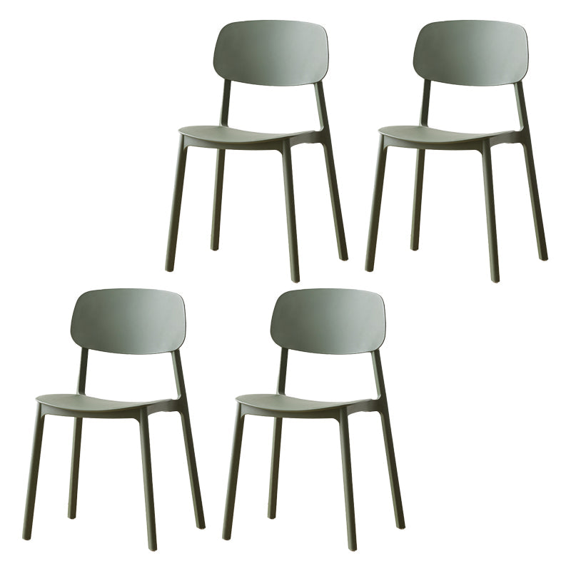 Scandinavian Armless Dining Chairs Plastic Open Back Dining Side Chair (Set of 4) Army Green Clearhalo ' kitchen&dining_furn' 'Dining Chairs' 'Dining Tables & Seating' 'dining_chair' 'furn' 'furn_dining_chair' 'Furniture' 'furniture_dining_chair' 'Kitchen & Dining Furniture' 'kitchen' 3967629