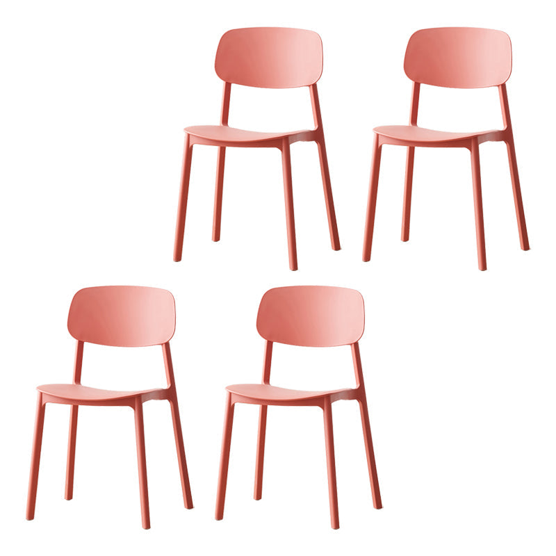 Scandinavian Armless Dining Chairs Plastic Open Back Dining Side Chair (Set of 4) Rose Red Clearhalo ' kitchen&dining_furn' 'Dining Chairs' 'Dining Tables & Seating' 'dining_chair' 'furn' 'furn_dining_chair' 'Furniture' 'furniture_dining_chair' 'Kitchen & Dining Furniture' 'kitchen' 3967635