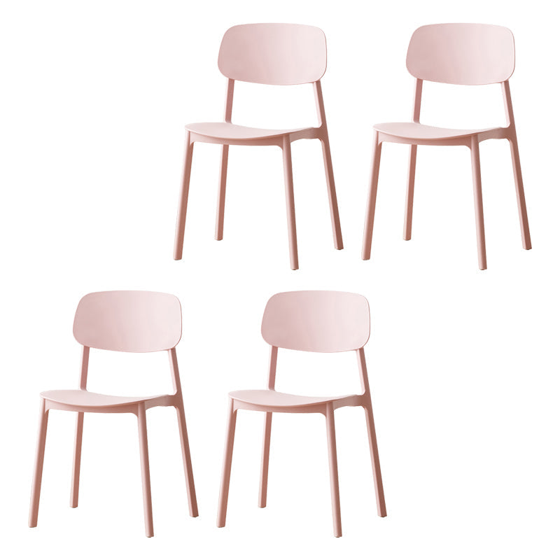 Scandinavian Armless Dining Chairs Plastic Open Back Dining Side Chair (Set of 4) Pink Clearhalo ' kitchen&dining_furn' 'Dining Chairs' 'Dining Tables & Seating' 'dining_chair' 'furn' 'furn_dining_chair' 'Furniture' 'furniture_dining_chair' 'Kitchen & Dining Furniture' 'kitchen' 3967639