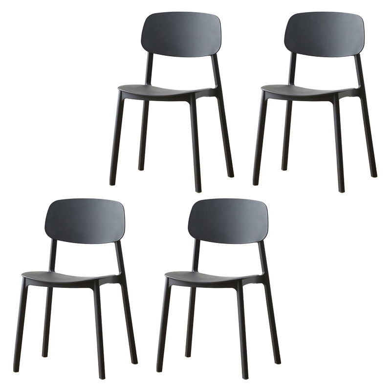Scandinavian Armless Dining Chairs Plastic Open Back Dining Side Chair (Set of 4) Black Clearhalo ' kitchen&dining_furn' 'Dining Chairs' 'Dining Tables & Seating' 'dining_chair' 'furn' 'furn_dining_chair' 'Furniture' 'furniture_dining_chair' 'Kitchen & Dining Furniture' 'kitchen' 3967649