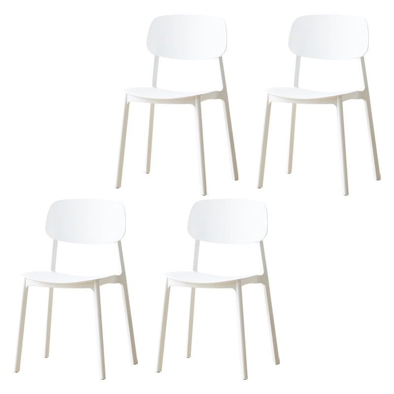 Scandinavian Armless Dining Chairs Plastic Open Back Dining Side Chair (Set of 4) White Clearhalo ' kitchen&dining_furn' 'Dining Chairs' 'Dining Tables & Seating' 'dining_chair' 'furn' 'furn_dining_chair' 'Furniture' 'furniture_dining_chair' 'Kitchen & Dining Furniture' 'kitchen' 3967650