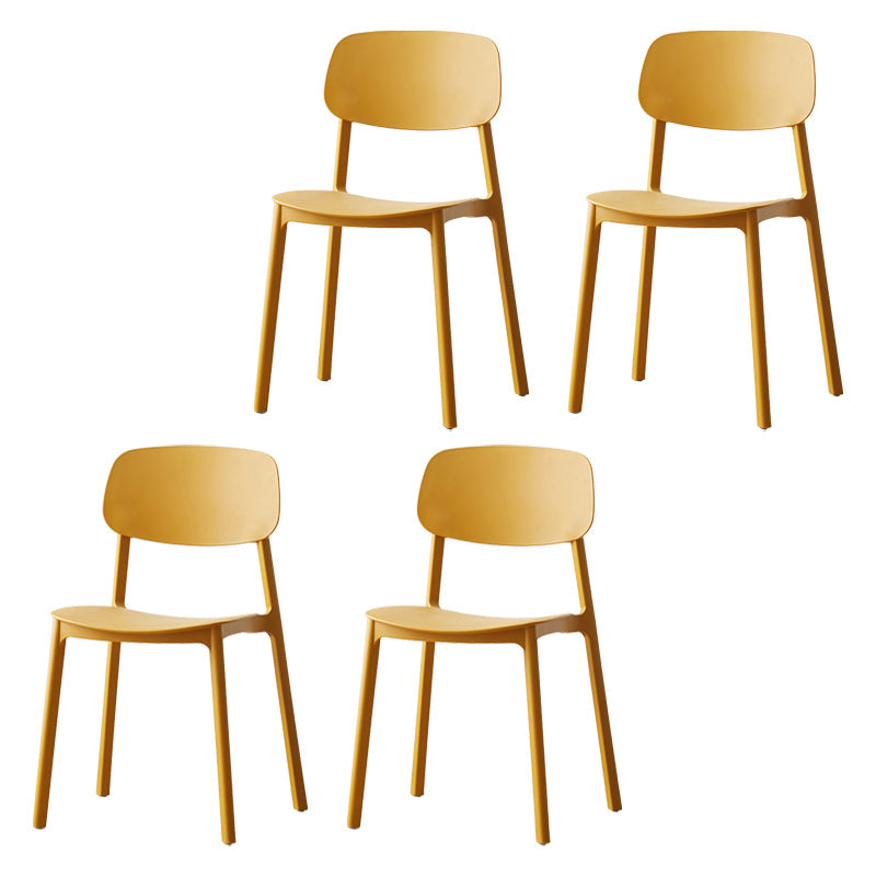 Scandinavian Armless Dining Chairs Plastic Open Back Dining Side Chair (Set of 4) Yellow Clearhalo ' kitchen&dining_furn' 'Dining Chairs' 'Dining Tables & Seating' 'dining_chair' 'furn' 'furn_dining_chair' 'Furniture' 'furniture_dining_chair' 'Kitchen & Dining Furniture' 'kitchen' 3967652