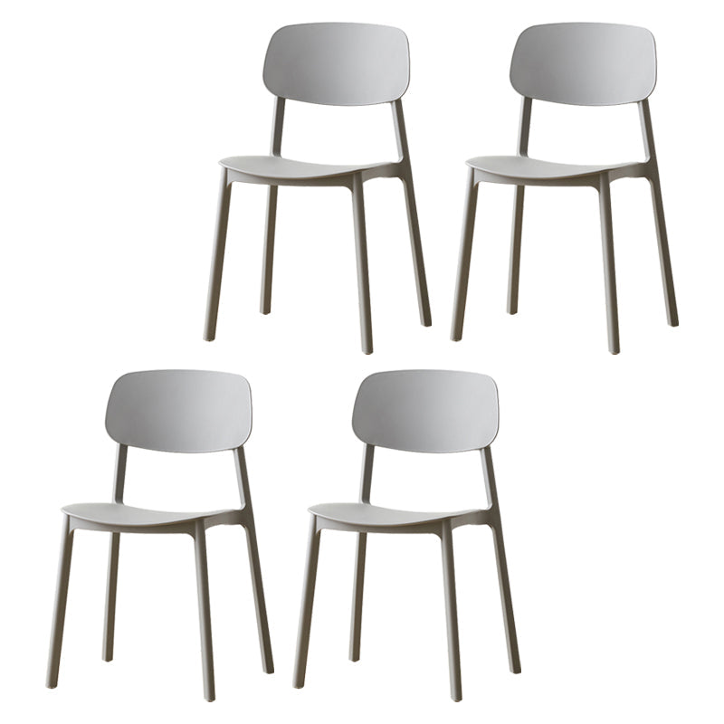 Scandinavian Armless Dining Chairs Plastic Open Back Dining Side Chair (Set of 4) Grey Clearhalo ' kitchen&dining_furn' 'Dining Chairs' 'Dining Tables & Seating' 'dining_chair' 'furn' 'furn_dining_chair' 'Furniture' 'furniture_dining_chair' 'Kitchen & Dining Furniture' 'kitchen' 3967653