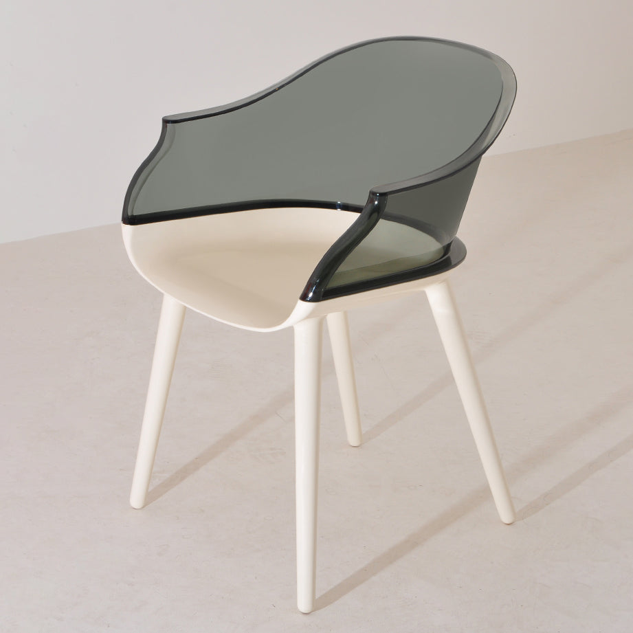 Scandinavian Style Plastic Chair Kitchen Solid Back Single Dining Arm Chair Light Gray-Black Clearhalo ' kitchen&dining_furn' 'Dining Chairs' 'Dining Tables & Seating' 'dining_chair' 'Furniture' 'furniture_dining_chair' 'Kitchen & Dining Furniture' 'kitchen' 3967684