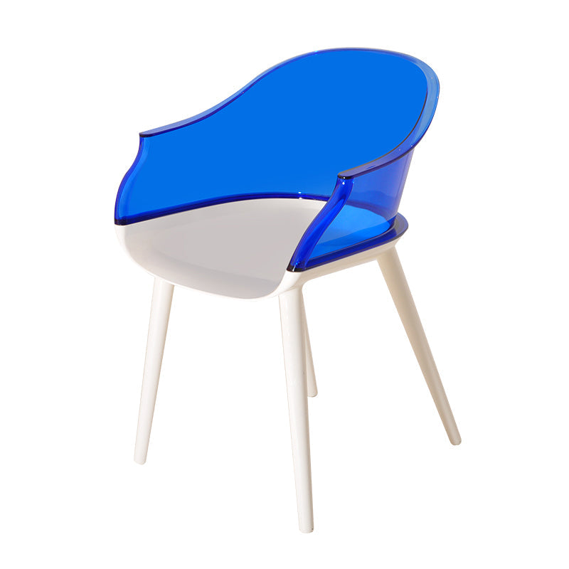 Scandinavian Style Plastic Chair Kitchen Solid Back Single Dining Arm Chair Blue Clearhalo ' kitchen&dining_furn' 'Dining Chairs' 'Dining Tables & Seating' 'dining_chair' 'Furniture' 'furniture_dining_chair' 'Kitchen & Dining Furniture' 'kitchen' 3967688