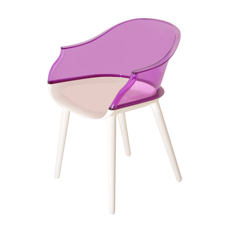 Scandinavian Style Plastic Chair Kitchen Solid Back Single Dining Arm Chair Purple Clearhalo ' kitchen&dining_furn' 'Dining Chairs' 'Dining Tables & Seating' 'dining_chair' 'Furniture' 'furniture_dining_chair' 'Kitchen & Dining Furniture' 'kitchen' 3967691