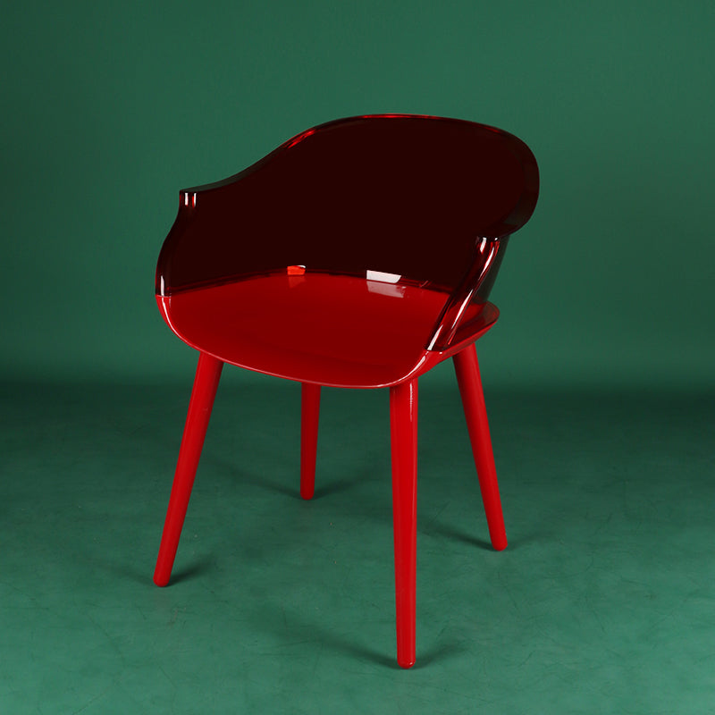 Scandinavian Style Plastic Chair Kitchen Solid Back Single Dining Arm Chair Red Clearhalo ' kitchen&dining_furn' 'Dining Chairs' 'Dining Tables & Seating' 'dining_chair' 'Furniture' 'furniture_dining_chair' 'Kitchen & Dining Furniture' 'kitchen' 3967693