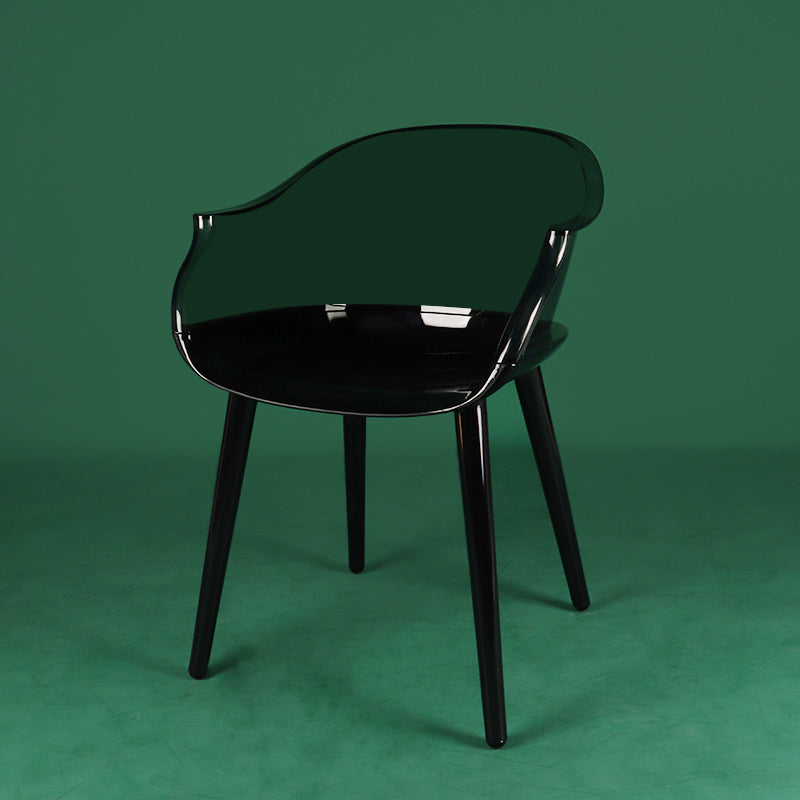 Scandinavian Style Plastic Chair Kitchen Solid Back Single Dining Arm Chair Black Clearhalo ' kitchen&dining_furn' 'Dining Chairs' 'Dining Tables & Seating' 'dining_chair' 'Furniture' 'furniture_dining_chair' 'Kitchen & Dining Furniture' 'kitchen' 3967695