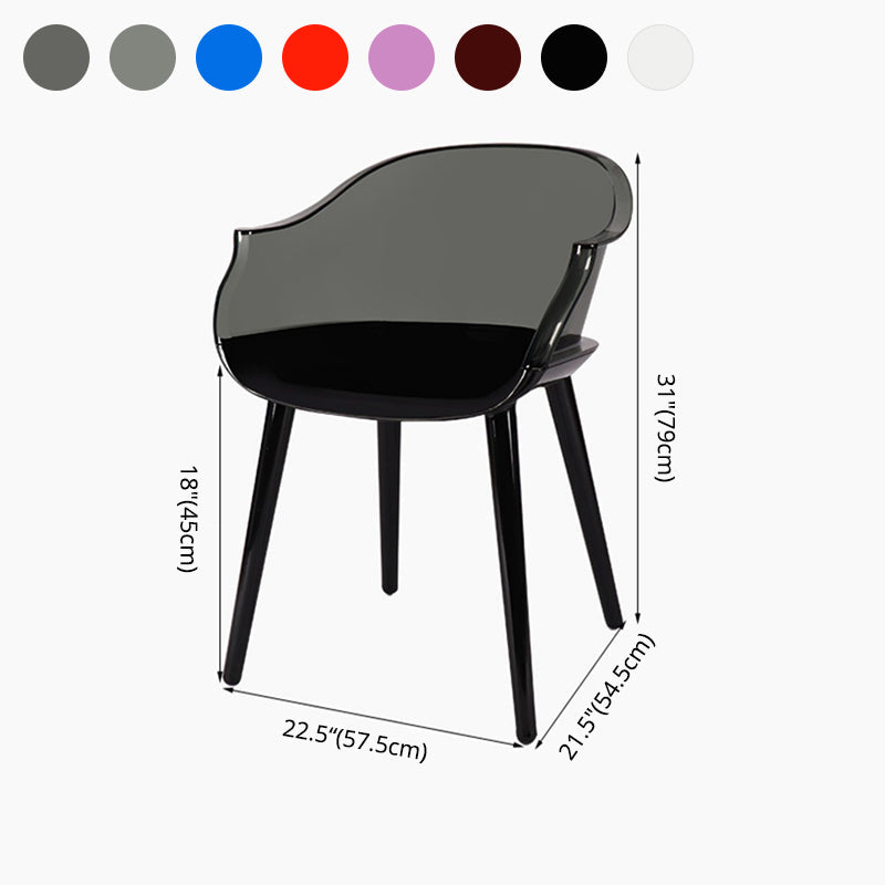 Scandinavian Style Plastic Chair Kitchen Solid Back Single Dining Arm Chair Clearhalo ' kitchen&dining_furn' 'Dining Chairs' 'Dining Tables & Seating' 'dining_chair' 'Furniture' 'furniture_dining_chair' 'Kitchen & Dining Furniture' 'kitchen' 3967701