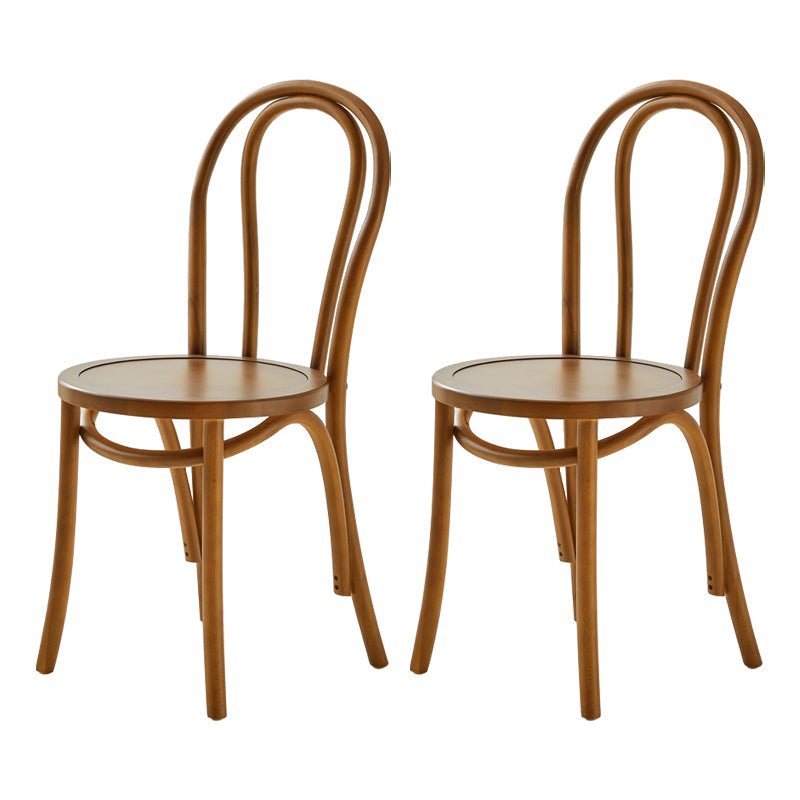 Contemporary Solid Beech Wood Chair Windsor Back Side Kitchen Dining Chairs Brown Wood 2 Piece Set Clearhalo ' kitchen&dining_furn' 'Dining Chairs' 'Dining Tables & Seating' 'dining_chair' 'furn' 'furn_dining_chair' 'Furniture' 'furniture_dining_chair' 'Kitchen & Dining Furniture' 'kitchen' 3967717