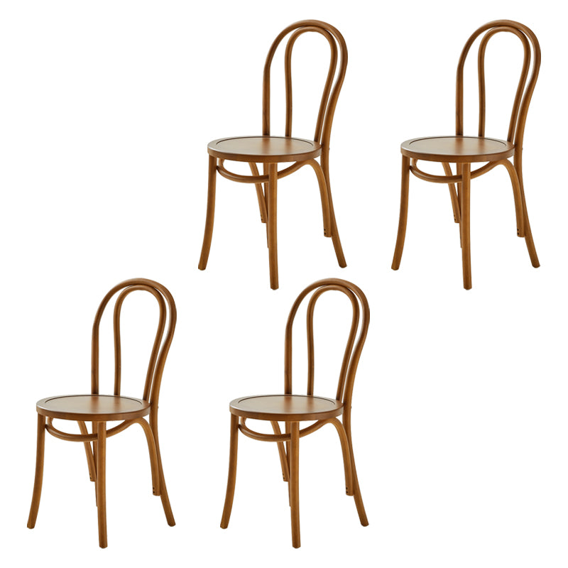 Contemporary Solid Beech Wood Chair Windsor Back Side Kitchen Dining Chairs Brown Wood 4 Piece Set Clearhalo ' kitchen&dining_furn' 'Dining Chairs' 'Dining Tables & Seating' 'dining_chair' 'furn' 'furn_dining_chair' 'Furniture' 'furniture_dining_chair' 'Kitchen & Dining Furniture' 'kitchen' 3967719