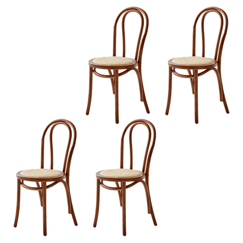 Contemporary Solid Beech Wood Chair Windsor Back Side Kitchen Dining Chairs Walnut Wicker & Rattan 4 Piece Set Clearhalo ' kitchen&dining_furn' 'Dining Chairs' 'Dining Tables & Seating' 'dining_chair' 'furn' 'furn_dining_chair' 'Furniture' 'furniture_dining_chair' 'Kitchen & Dining Furniture' 'kitchen' 3967723