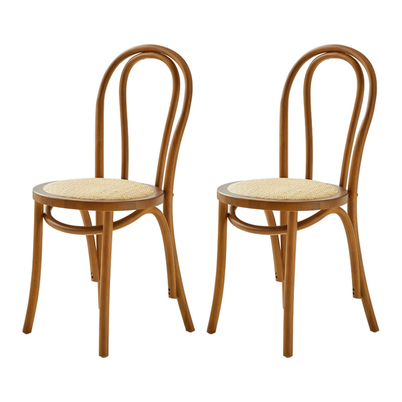 Contemporary Solid Beech Wood Chair Windsor Back Side Kitchen Dining Chairs Brown Wicker & Rattan 2 Piece Set Clearhalo ' kitchen&dining_furn' 'Dining Chairs' 'Dining Tables & Seating' 'dining_chair' 'furn' 'furn_dining_chair' 'Furniture' 'furniture_dining_chair' 'Kitchen & Dining Furniture' 'kitchen' 3967725