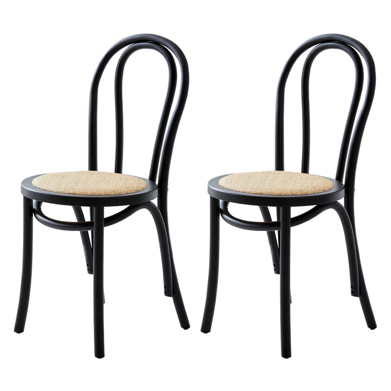 Contemporary Solid Beech Wood Chair Windsor Back Side Kitchen Dining Chairs Black Wicker & Rattan 2 Piece Set Clearhalo ' kitchen&dining_furn' 'Dining Chairs' 'Dining Tables & Seating' 'dining_chair' 'furn' 'furn_dining_chair' 'Furniture' 'furniture_dining_chair' 'Kitchen & Dining Furniture' 'kitchen' 3967734