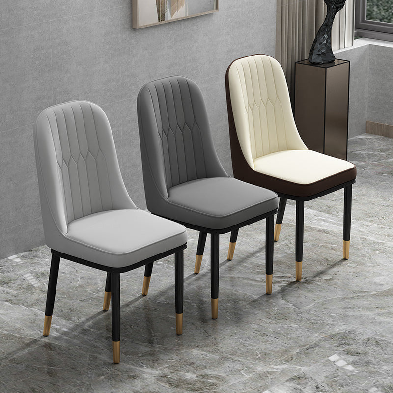 Scandinavian Style Metal Chair Set Kitchen Solid Back Dining Side Chairs Clearhalo ' kitchen&dining_furn' 'Dining Chairs' 'Dining Tables & Seating' 'dining_chair' 'furn' 'furn_dining_chair' 'Furniture' 'furniture_dining_chair' 'Kitchen & Dining Furniture' 'kitchen' 3967743