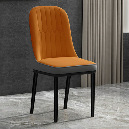 Scandinavian Style Metal Chair Set Kitchen Solid Back Dining Side Chairs Gray-Orange 1 Piece Clearhalo ' kitchen&dining_furn' 'Dining Chairs' 'Dining Tables & Seating' 'dining_chair' 'furn' 'furn_dining_chair' 'Furniture' 'furniture_dining_chair' 'Kitchen & Dining Furniture' 'kitchen' 3967744