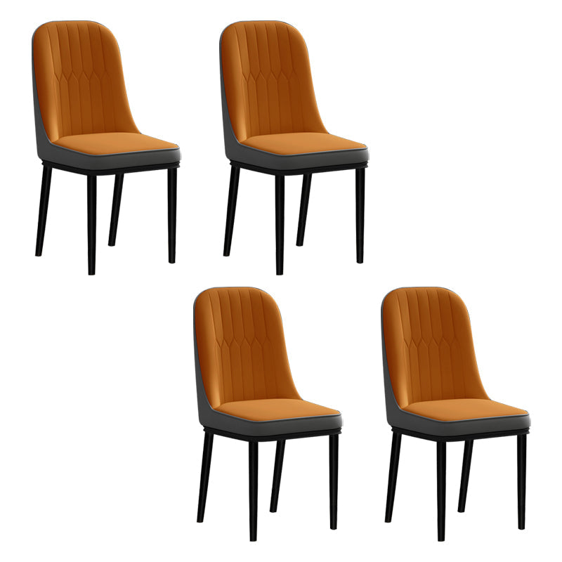 Scandinavian Style Metal Chair Set Kitchen Solid Back Dining Side Chairs Gray-Orange 4 Piece Set Clearhalo ' kitchen&dining_furn' 'Dining Chairs' 'Dining Tables & Seating' 'dining_chair' 'furn' 'furn_dining_chair' 'Furniture' 'furniture_dining_chair' 'Kitchen & Dining Furniture' 'kitchen' 3967747