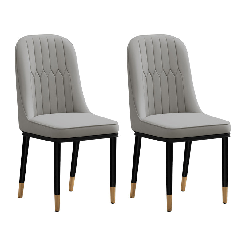 Scandinavian Style Metal Chair Set Kitchen Solid Back Dining Side Chairs Light Gray 2 Piece Set Clearhalo ' kitchen&dining_furn' 'Dining Chairs' 'Dining Tables & Seating' 'dining_chair' 'furn' 'furn_dining_chair' 'Furniture' 'furniture_dining_chair' 'Kitchen & Dining Furniture' 'kitchen' 3967750