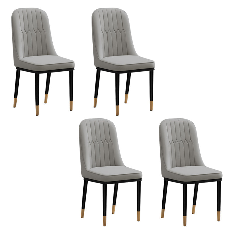 Scandinavian Style Metal Chair Set Kitchen Solid Back Dining Side Chairs Light Gray 4 Piece Set Clearhalo ' kitchen&dining_furn' 'Dining Chairs' 'Dining Tables & Seating' 'dining_chair' 'furn' 'furn_dining_chair' 'Furniture' 'furniture_dining_chair' 'Kitchen & Dining Furniture' 'kitchen' 3967751