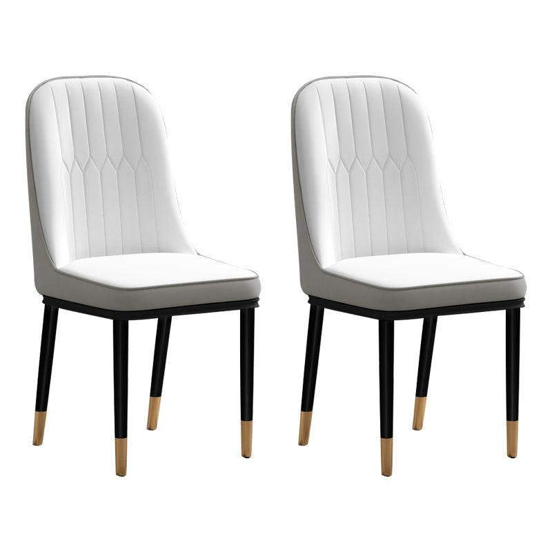Scandinavian Style Metal Chair Set Kitchen Solid Back Dining Side Chairs Cream Gray 2 Piece Set Clearhalo ' kitchen&dining_furn' 'Dining Chairs' 'Dining Tables & Seating' 'dining_chair' 'furn' 'furn_dining_chair' 'Furniture' 'furniture_dining_chair' 'Kitchen & Dining Furniture' 'kitchen' 3967756