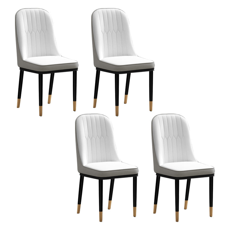 Scandinavian Style Metal Chair Set Kitchen Solid Back Dining Side Chairs Cream Gray 4 Piece Set Clearhalo ' kitchen&dining_furn' 'Dining Chairs' 'Dining Tables & Seating' 'dining_chair' 'furn' 'furn_dining_chair' 'Furniture' 'furniture_dining_chair' 'Kitchen & Dining Furniture' 'kitchen' 3967758