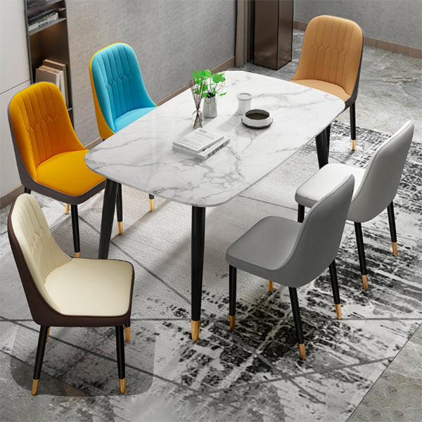 Scandinavian Style Metal Chair Set Kitchen Solid Back Dining Side Chairs Clearhalo ' kitchen&dining_furn' 'Dining Chairs' 'Dining Tables & Seating' 'dining_chair' 'furn' 'furn_dining_chair' 'Furniture' 'furniture_dining_chair' 'Kitchen & Dining Furniture' 'kitchen' 3967761