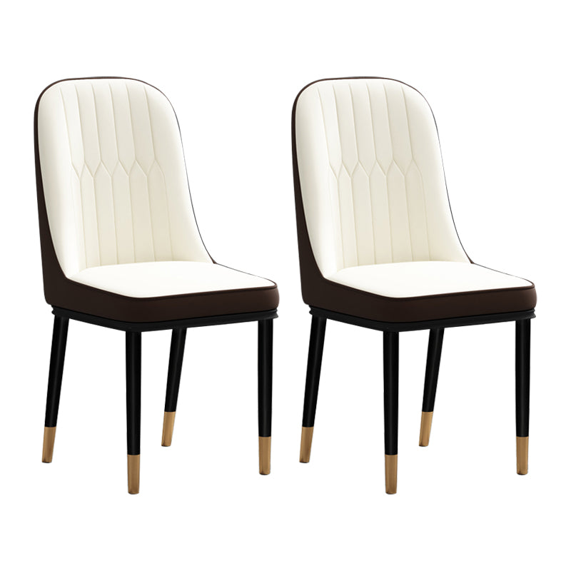 Scandinavian Style Metal Chair Set Kitchen Solid Back Dining Side Chairs Beige-Coffee 2 Piece Set Clearhalo ' kitchen&dining_furn' 'Dining Chairs' 'Dining Tables & Seating' 'dining_chair' 'furn' 'furn_dining_chair' 'Furniture' 'furniture_dining_chair' 'Kitchen & Dining Furniture' 'kitchen' 3967762