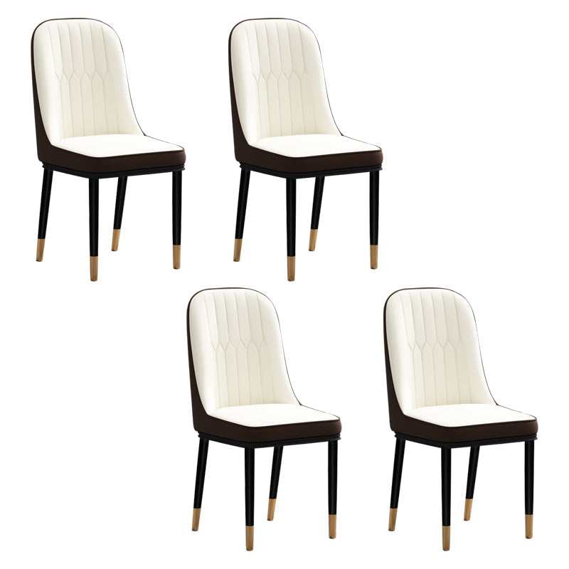 Scandinavian Style Metal Chair Set Kitchen Solid Back Dining Side Chairs Beige-Coffee 4 Piece Set Clearhalo ' kitchen&dining_furn' 'Dining Chairs' 'Dining Tables & Seating' 'dining_chair' 'furn' 'furn_dining_chair' 'Furniture' 'furniture_dining_chair' 'Kitchen & Dining Furniture' 'kitchen' 3967763