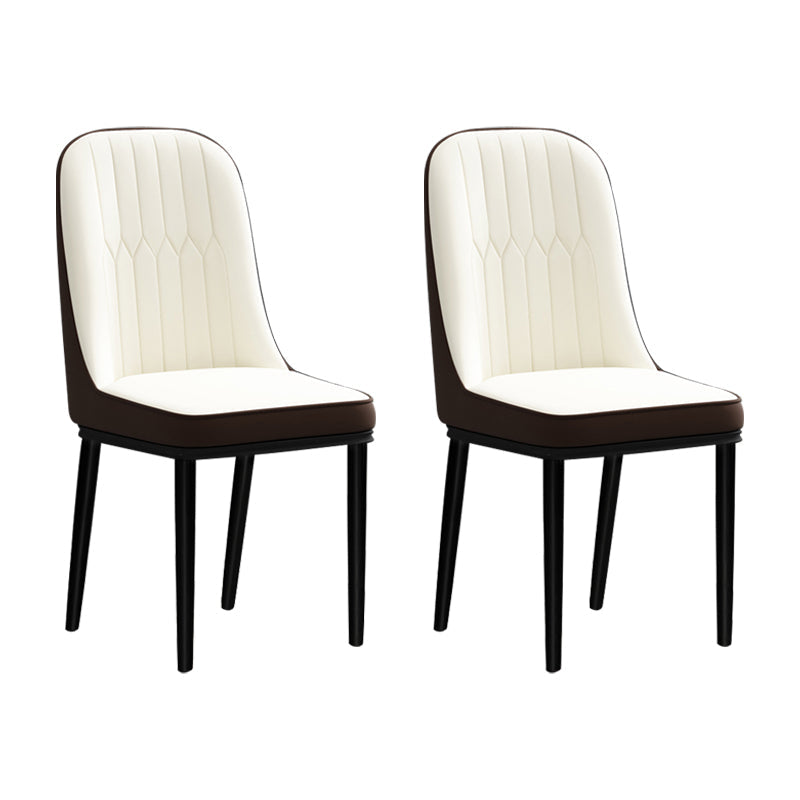 Scandinavian Style Metal Chair Set Kitchen Solid Back Dining Side Chairs White-Brown 2 Piece Set Clearhalo ' kitchen&dining_furn' 'Dining Chairs' 'Dining Tables & Seating' 'dining_chair' 'furn' 'furn_dining_chair' 'Furniture' 'furniture_dining_chair' 'Kitchen & Dining Furniture' 'kitchen' 3967765