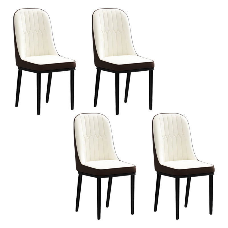 Scandinavian Style Metal Chair Set Kitchen Solid Back Dining Side Chairs White-Brown 4 Piece Set Clearhalo ' kitchen&dining_furn' 'Dining Chairs' 'Dining Tables & Seating' 'dining_chair' 'furn' 'furn_dining_chair' 'Furniture' 'furniture_dining_chair' 'Kitchen & Dining Furniture' 'kitchen' 3967766