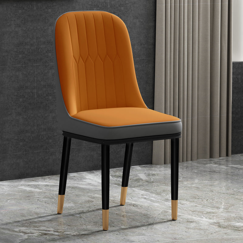 Scandinavian Style Metal Chair Set Kitchen Solid Back Dining Side Chairs Orange-Gray 1 Piece Clearhalo ' kitchen&dining_furn' 'Dining Chairs' 'Dining Tables & Seating' 'dining_chair' 'furn' 'furn_dining_chair' 'Furniture' 'furniture_dining_chair' 'Kitchen & Dining Furniture' 'kitchen' 3967767