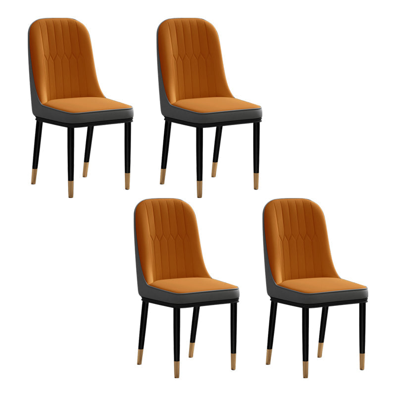 Scandinavian Style Metal Chair Set Kitchen Solid Back Dining Side Chairs Orange-Gray 4 Piece Set Clearhalo ' kitchen&dining_furn' 'Dining Chairs' 'Dining Tables & Seating' 'dining_chair' 'furn' 'furn_dining_chair' 'Furniture' 'furniture_dining_chair' 'Kitchen & Dining Furniture' 'kitchen' 3967769