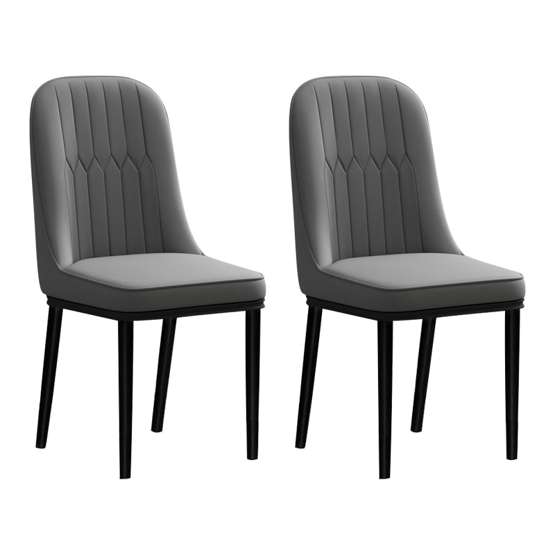 Scandinavian Style Metal Chair Set Kitchen Solid Back Dining Side Chairs Dark Gray-Black 2 Piece Set Clearhalo ' kitchen&dining_furn' 'Dining Chairs' 'Dining Tables & Seating' 'dining_chair' 'furn' 'furn_dining_chair' 'Furniture' 'furniture_dining_chair' 'Kitchen & Dining Furniture' 'kitchen' 3967771