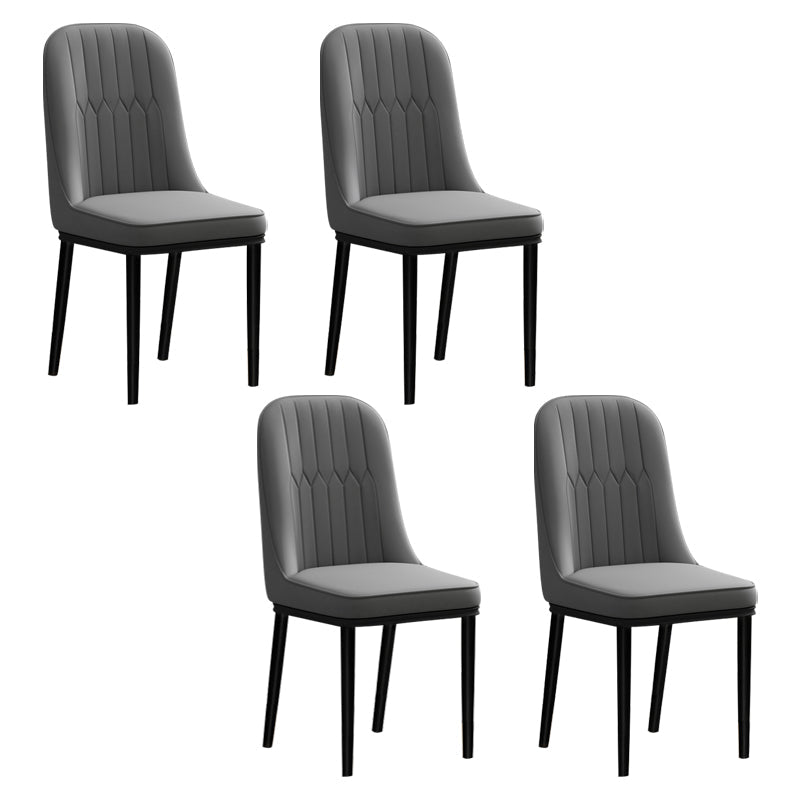 Scandinavian Style Metal Chair Set Kitchen Solid Back Dining Side Chairs Dark Gray-Black 4 Piece Set Clearhalo ' kitchen&dining_furn' 'Dining Chairs' 'Dining Tables & Seating' 'dining_chair' 'furn' 'furn_dining_chair' 'Furniture' 'furniture_dining_chair' 'Kitchen & Dining Furniture' 'kitchen' 3967772