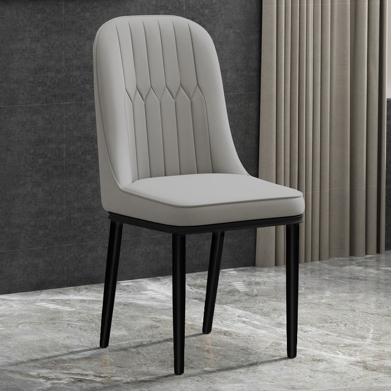 Scandinavian Style Metal Chair Set Kitchen Solid Back Dining Side Chairs Light Gray-Black 1 Piece Clearhalo ' kitchen&dining_furn' 'Dining Chairs' 'Dining Tables & Seating' 'dining_chair' 'furn' 'furn_dining_chair' 'Furniture' 'furniture_dining_chair' 'Kitchen & Dining Furniture' 'kitchen' 3967773