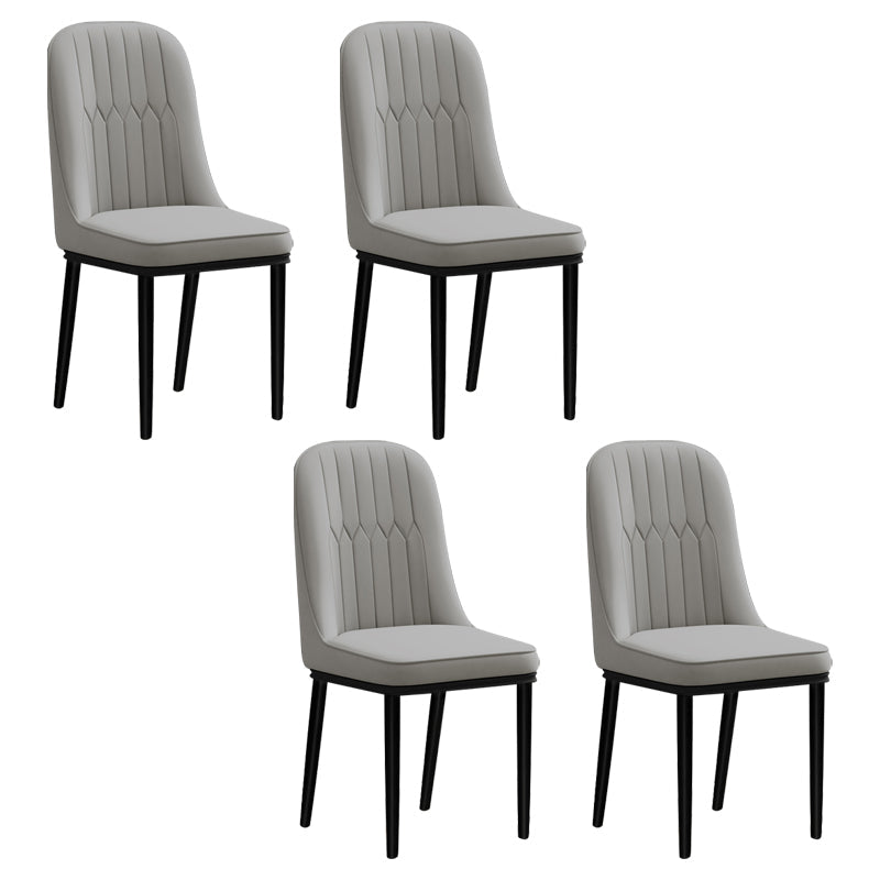 Scandinavian Style Metal Chair Set Kitchen Solid Back Dining Side Chairs Light Gray-Black 4 Piece Set Clearhalo ' kitchen&dining_furn' 'Dining Chairs' 'Dining Tables & Seating' 'dining_chair' 'furn' 'furn_dining_chair' 'Furniture' 'furniture_dining_chair' 'Kitchen & Dining Furniture' 'kitchen' 3967775