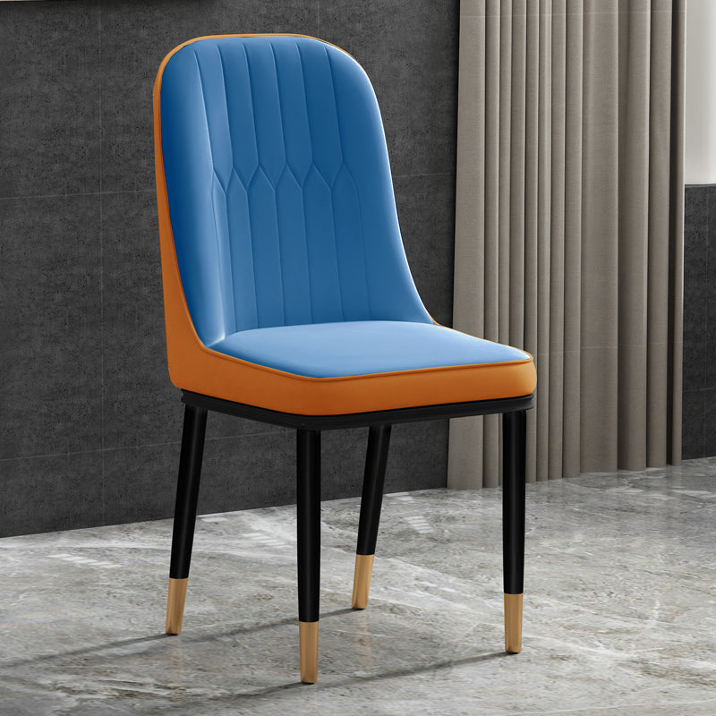 Scandinavian Style Metal Chair Set Kitchen Solid Back Dining Side Chairs Orange Blue 1 Piece Clearhalo ' kitchen&dining_furn' 'Dining Chairs' 'Dining Tables & Seating' 'dining_chair' 'furn' 'furn_dining_chair' 'Furniture' 'furniture_dining_chair' 'Kitchen & Dining Furniture' 'kitchen' 3967776