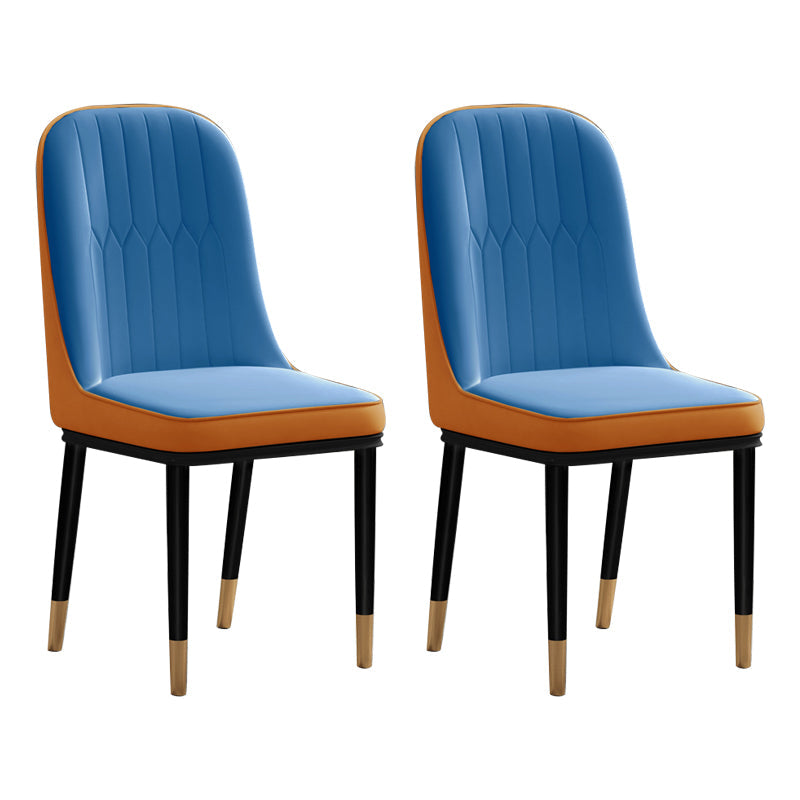 Scandinavian Style Metal Chair Set Kitchen Solid Back Dining Side Chairs Orange Blue 2 Piece Set Clearhalo ' kitchen&dining_furn' 'Dining Chairs' 'Dining Tables & Seating' 'dining_chair' 'furn' 'furn_dining_chair' 'Furniture' 'furniture_dining_chair' 'Kitchen & Dining Furniture' 'kitchen' 3967777