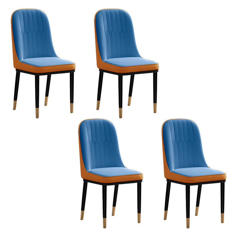 Scandinavian Style Metal Chair Set Kitchen Solid Back Dining Side Chairs Orange Blue 4 Piece Set Clearhalo ' kitchen&dining_furn' 'Dining Chairs' 'Dining Tables & Seating' 'dining_chair' 'furn' 'furn_dining_chair' 'Furniture' 'furniture_dining_chair' 'Kitchen & Dining Furniture' 'kitchen' 3967778