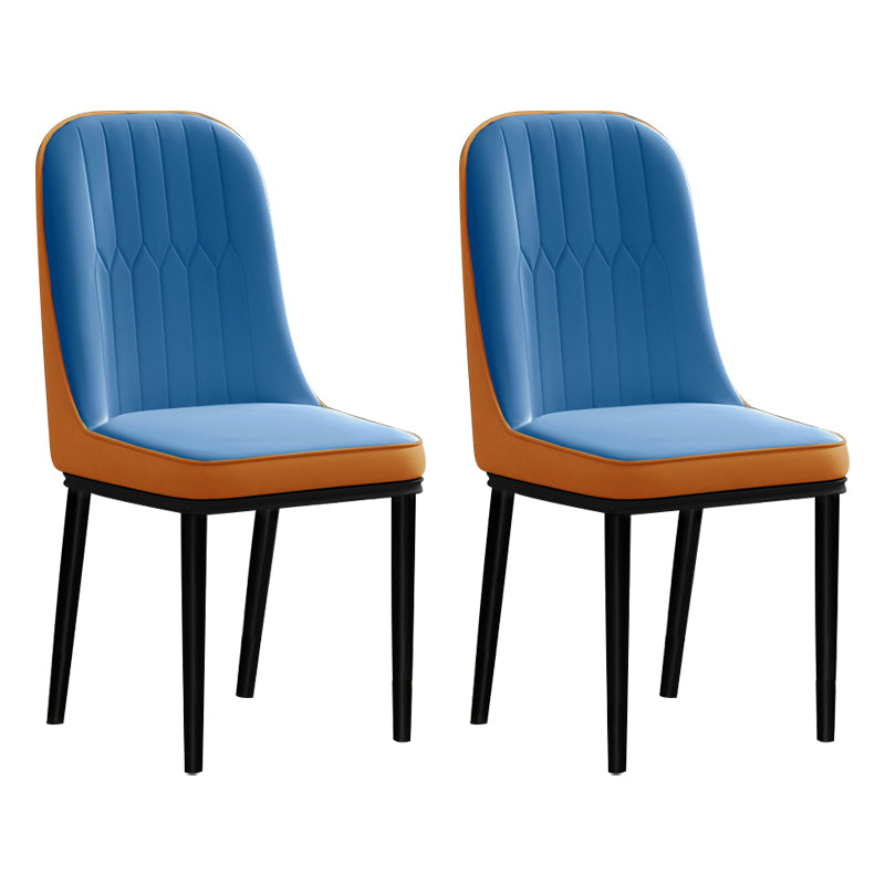 Scandinavian Style Metal Chair Set Kitchen Solid Back Dining Side Chairs Blue-Orange 2 Piece Set Clearhalo ' kitchen&dining_furn' 'Dining Chairs' 'Dining Tables & Seating' 'dining_chair' 'furn' 'furn_dining_chair' 'Furniture' 'furniture_dining_chair' 'Kitchen & Dining Furniture' 'kitchen' 3967780